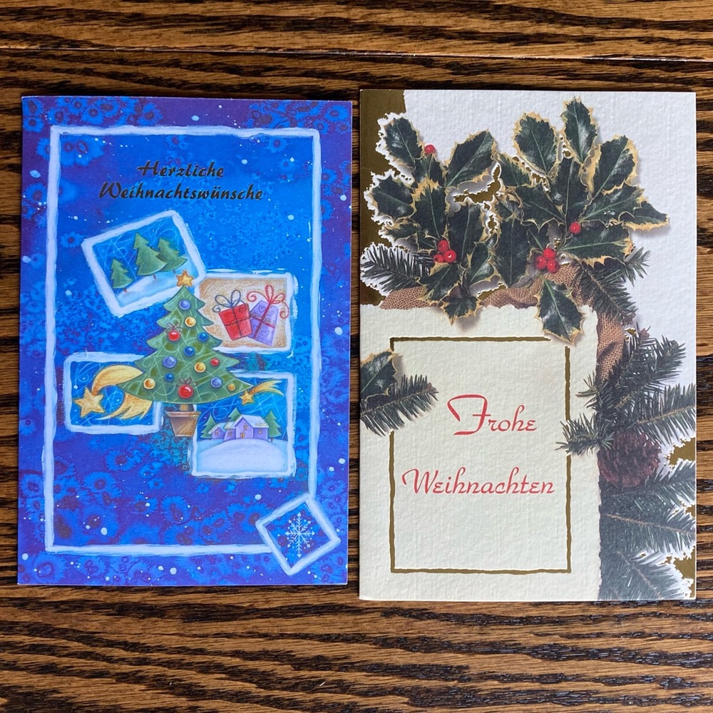Lot of 2 Unused Alfred Mainzer German Christmas Cards Envelopes Italy Spain